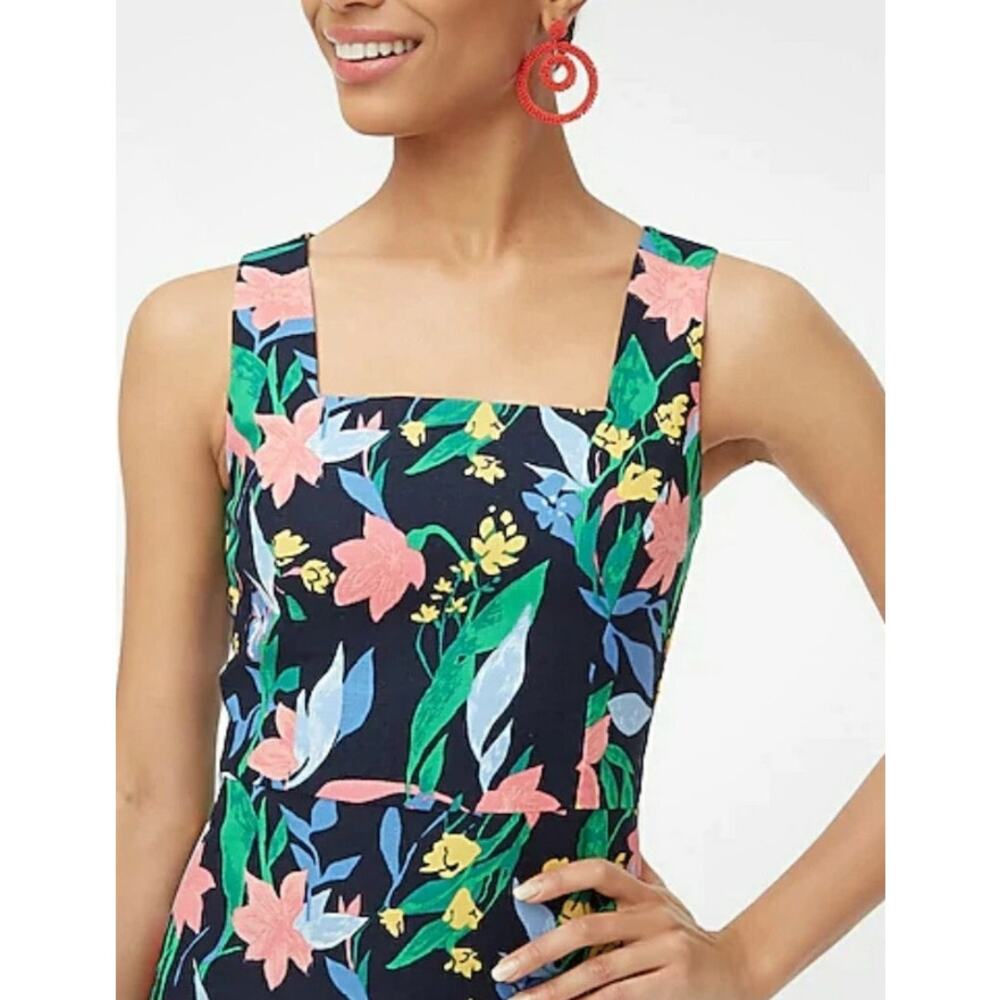 J. Crew Floral Basketweave Square Neck Shift Dress Size 6 - Picture 4 of 11